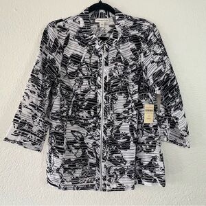 NWT Coldwater Creek Floral Printed Ribbon‎ Jacket Full Zip Women's Size 14